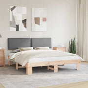 Letto con Testiera Rivestita Grigio chiaro 200 x 200 cm 3398064