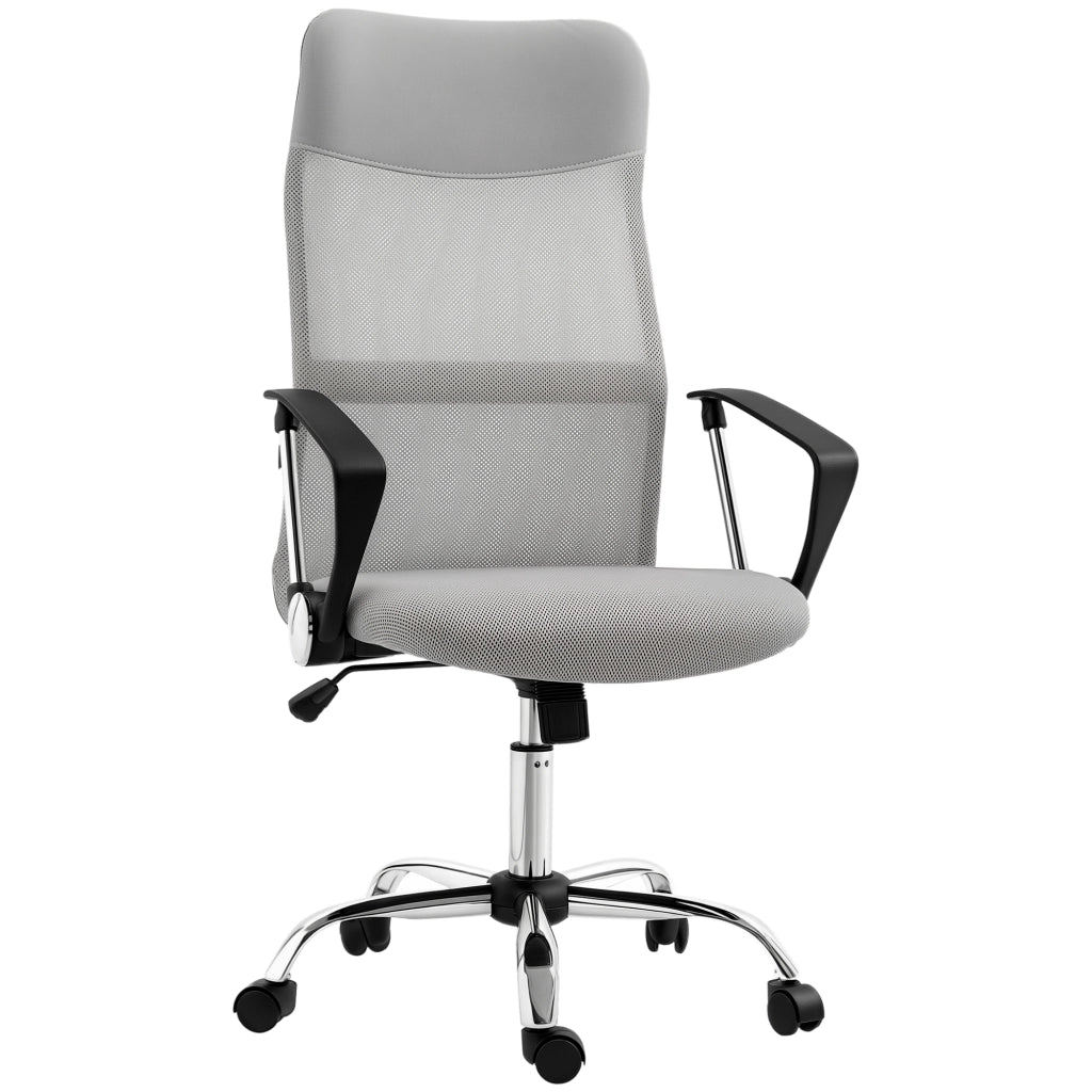 Sedia da Ufficio con Schienale Curvo e Ruote ¨C zephmum ¨C Grigio Chiaro 63x65x109-119 cm
