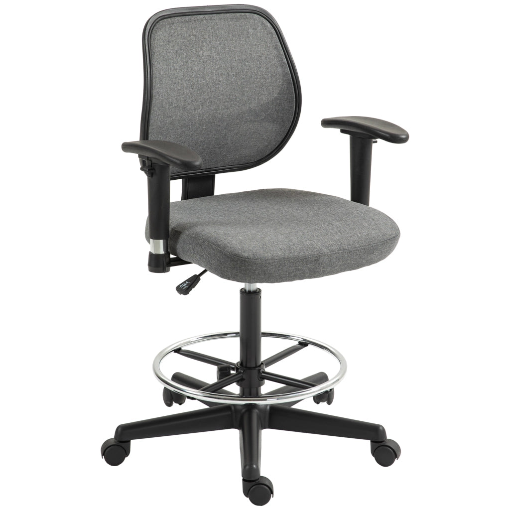Sedia da ufficio regolabile in altezza con braccioli e ruote ¨C zephmum ¨C grigio 60x57x97-119 cm