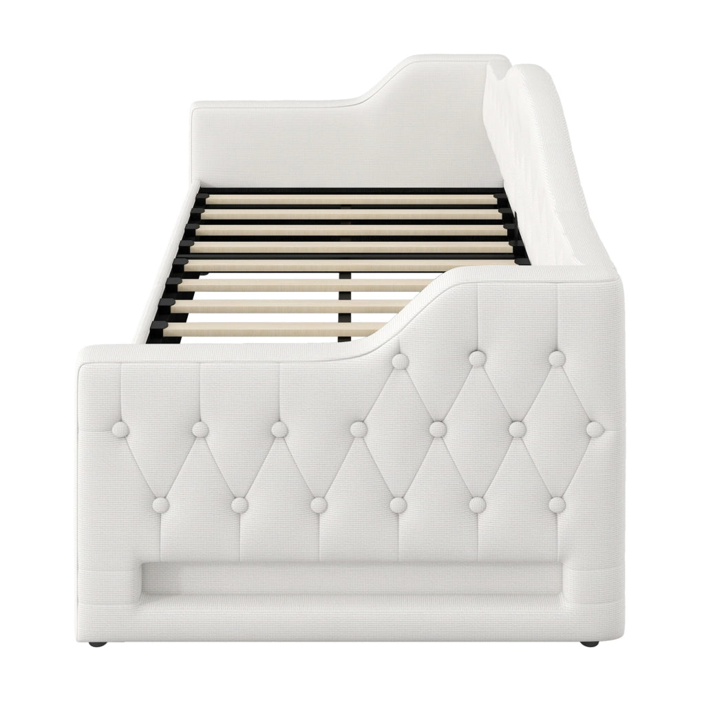 Tagesbett 90x200 con LED e vano contenitore; beige