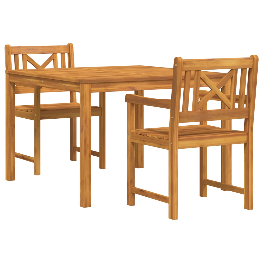 Set da pranzo da giardino  3 pezzi in legno massello di acacia