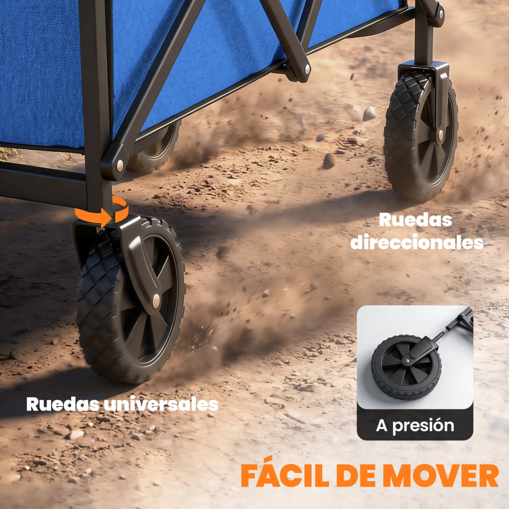 Carrello da Giardino Pieghevole con Ruote ¨C zephmum ¨C 81x45x89 cm Blu