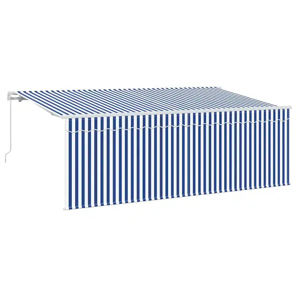 Tenda da Sole | Tenda Retrattile Blu e Bianco 400 x 200 cm