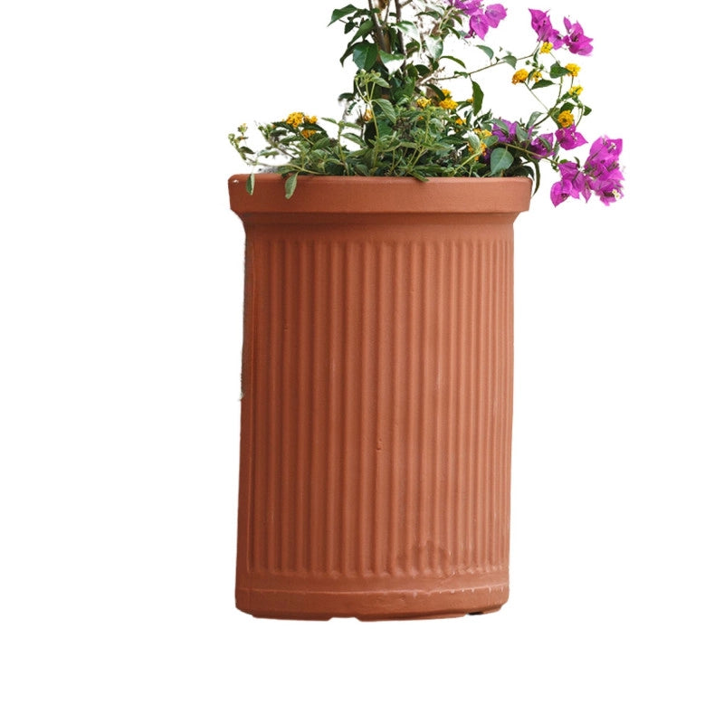 Vaso semicircolare decorativo classico tradizionale 41x24 H50 in polimero resistente terracotta per piante per giardini e terrazze - Made in Italy