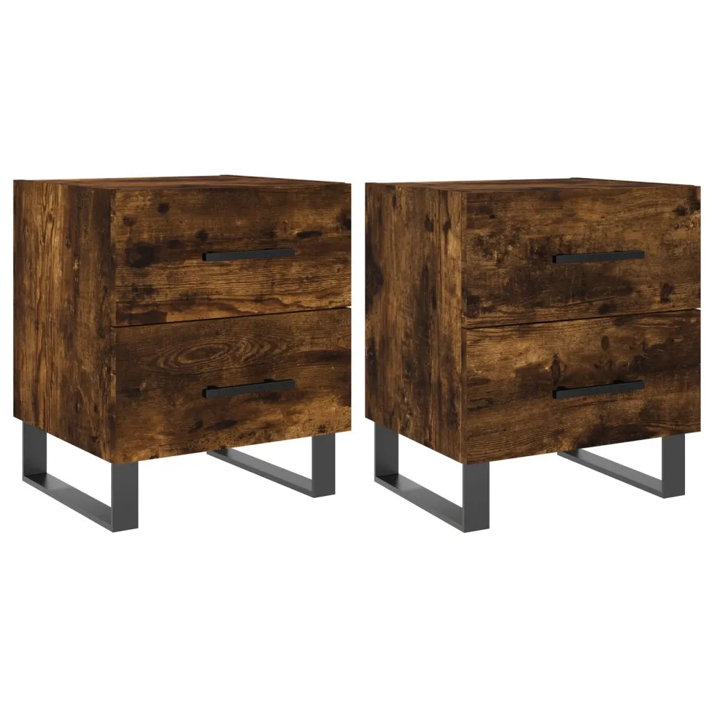 Comodini 2 pz Rovere Fumo 40x35x47,5 cm in Legno Multistrato 827367