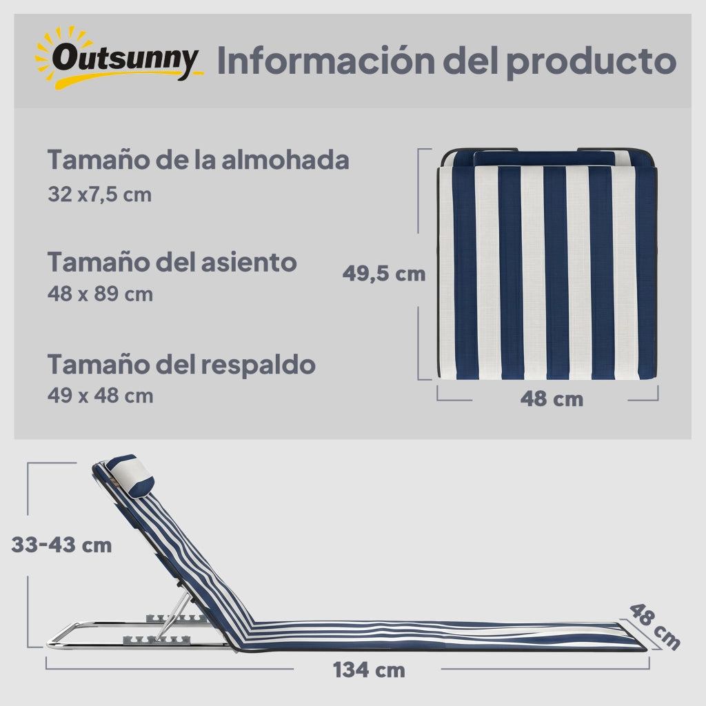 Divano 2 posti reclinabile ¨C zephmum ¨C 134x48x33-43 cm bianco e blu