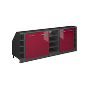 Mobile cucina sottotetto R-Line Rosso lucido/Antracite 210 cm Set di 5 carcasse armadio profondità 60 cm Vicco