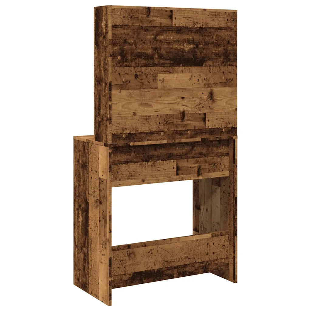 Toeletta | Tavolo da Trucco con LED Legno Antico 74,5x40x141 cm