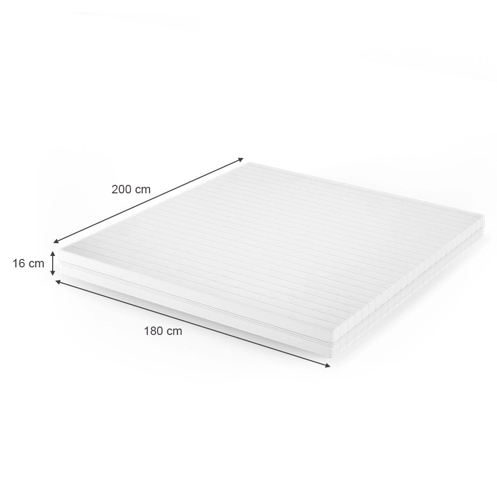 Vitalispa Materasso in schiuma fredda Bianco 180 x 200 cm H2 grado di durezza, 7 zone