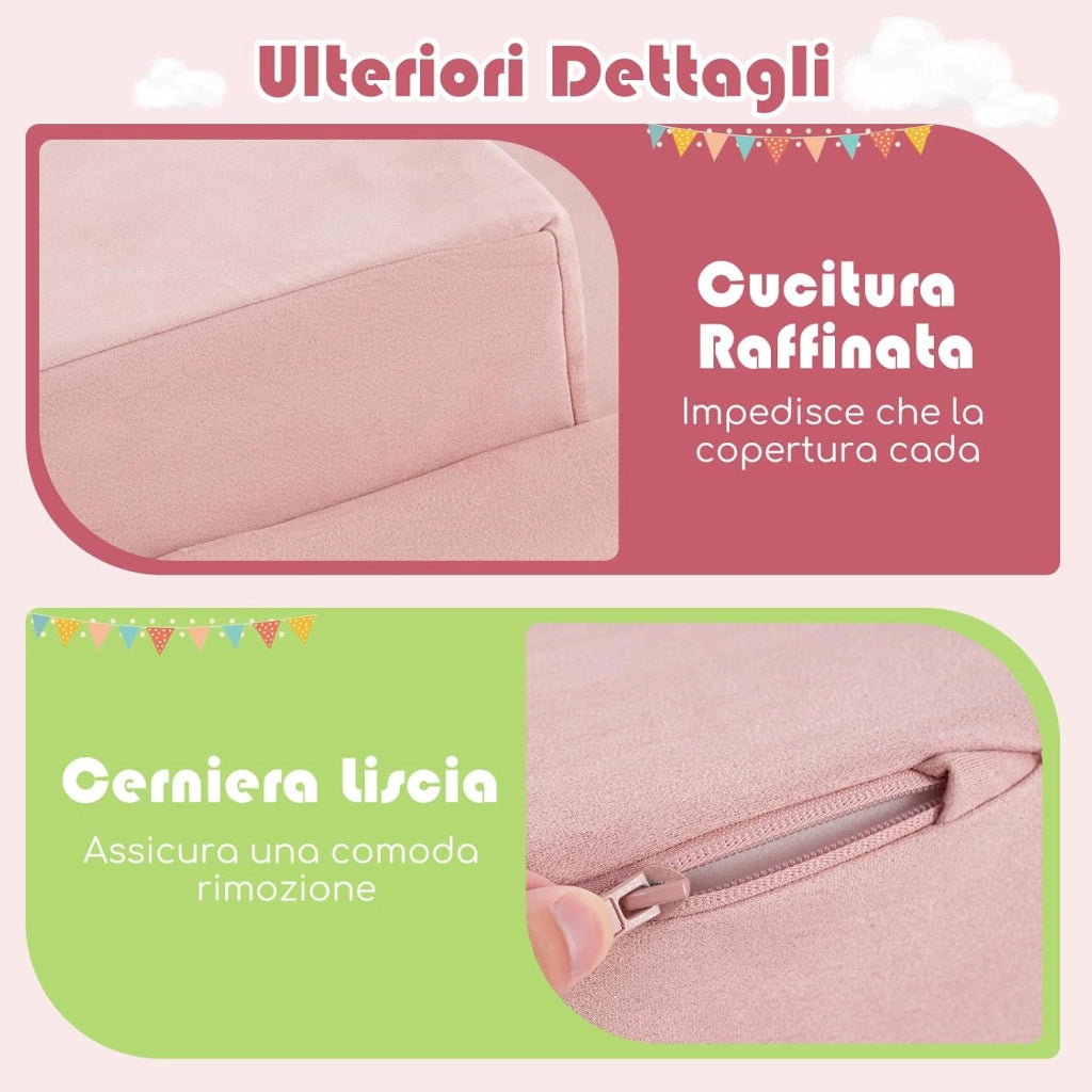 Set di 5 Pezzi Gioco in Schiuma, Blocchi con Piscina di Palline per Bambini, Coperture Lavabili con Cerniere, Blocchi Creativi per Stanza di Giocattoli, Camera da Letto (Rosa)