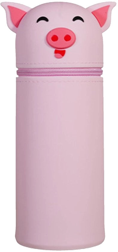 Etui 2 in 1 in silicone, etui in silicone morbido, etui con cerniera, etui in piedi, etui a forma di cartoon, grande tasca per penna stilografica