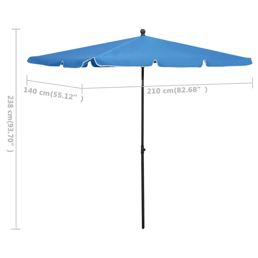 Ombrellone da Giardino con Palo 210x140 cm Azzurro 315550