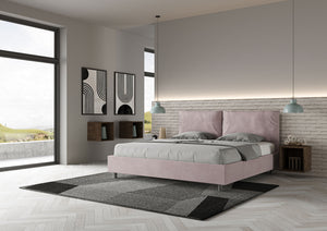 Letto Matrimoniale King Size 200x200 cm con Rete Imbottito in Microfibra Antea Large Glicine