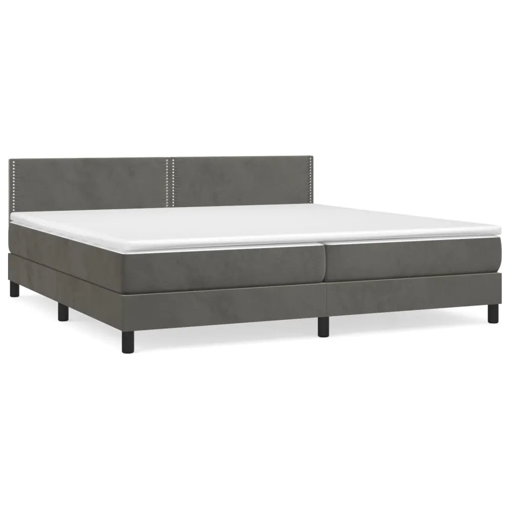 Giroletto a Molle con Materasso Grigio Scuro 200x200 cm Velluto 3141264