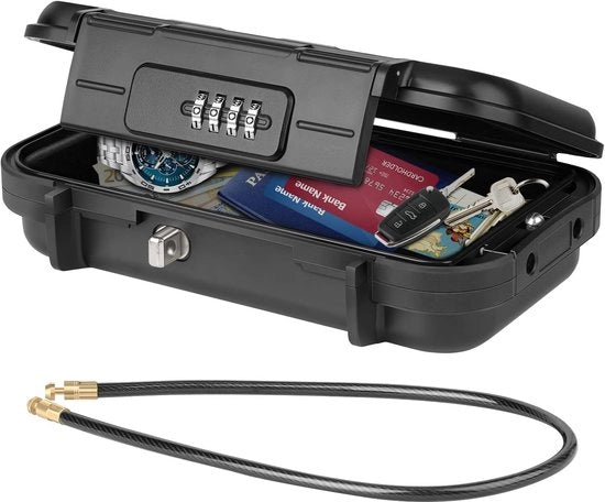Cassaforte portatile con combinazione e chiusura a codice, impermeabile e anti-furto, mini-cassaforte da viaggio - sicura per uso domestico e viaggio