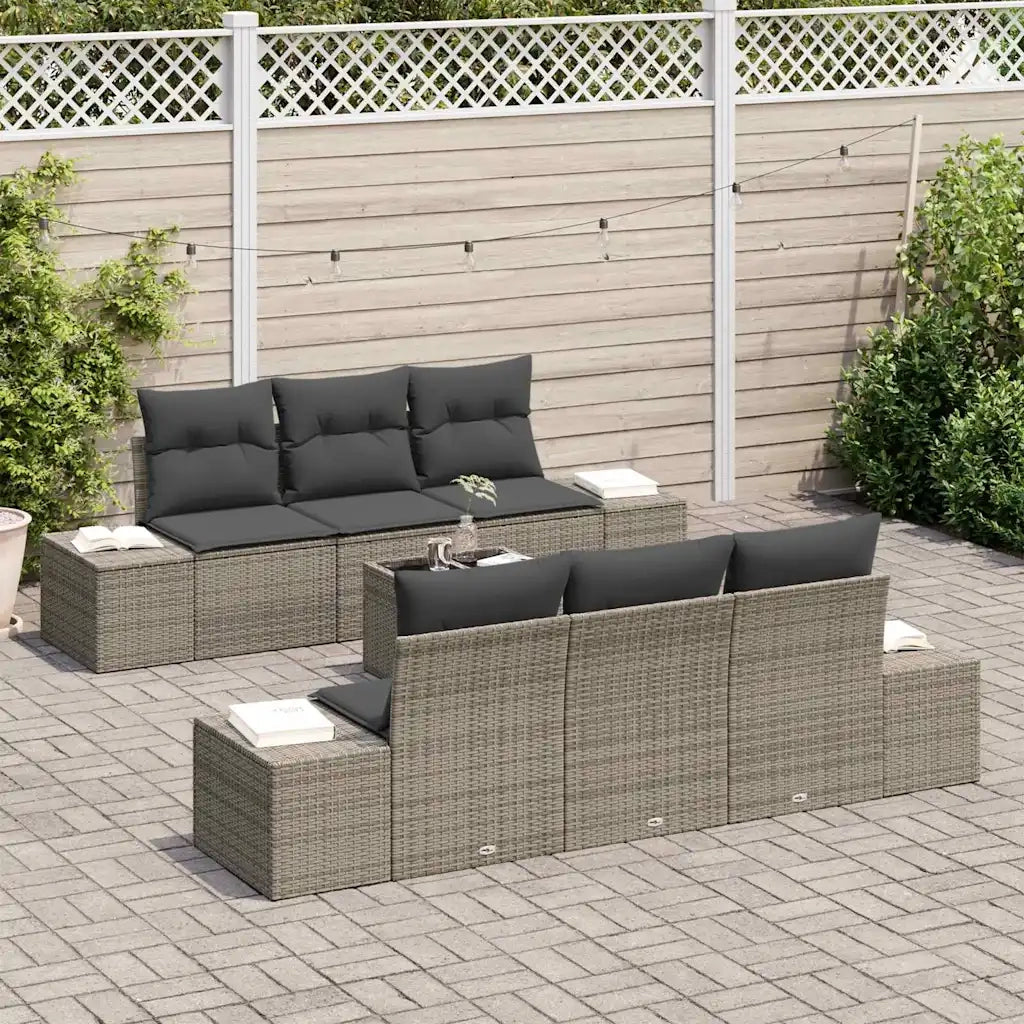 Set Divano da Giardino con cuscino 8 pcs Grigio polyrattan