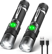 Lampada da Torcia Militare LED Ricaricabile - 2 Pezzi - Ultra Potente - Impermeabile IP65 - Fino a 300 Metri di Visibilità - Ideale per Kit di Emergenza e Pacchi di Necessità