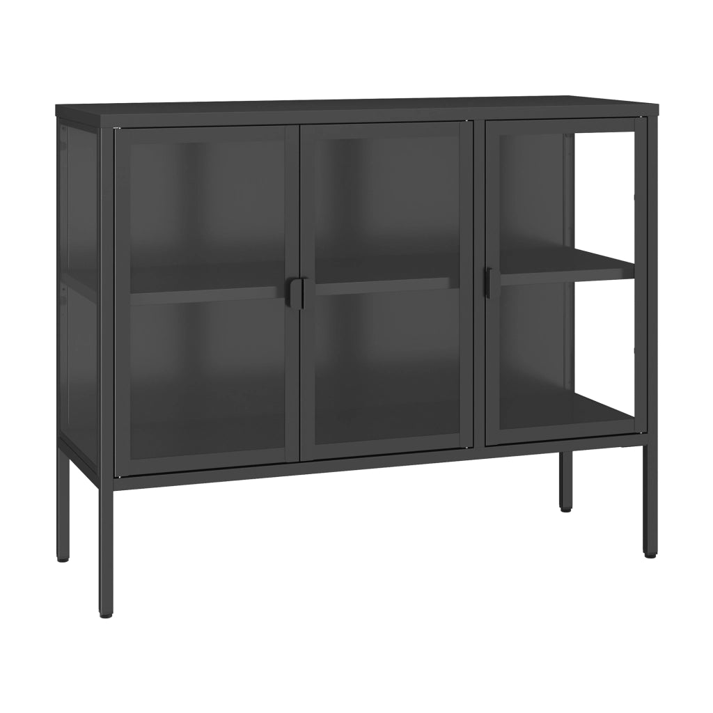 Armadietto con Vetrina Borshavisa Credenza con 3 Ante in Vetro 80x100x35 cm [en.casa]