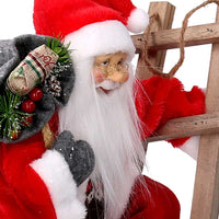 Babbo natale in tessuto rosso su scala cm xh45