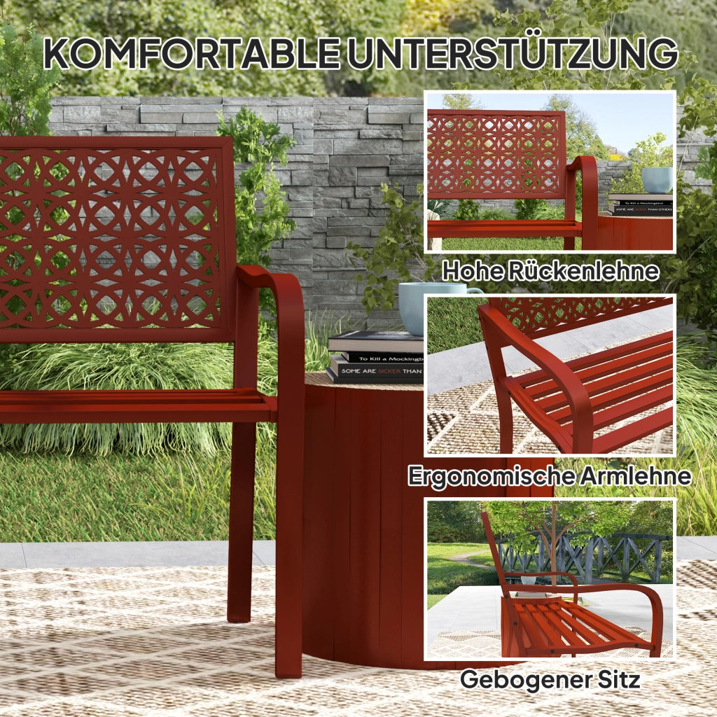 PANCHINA da 2 posti 127x63x85 cm Acciaio Rosso