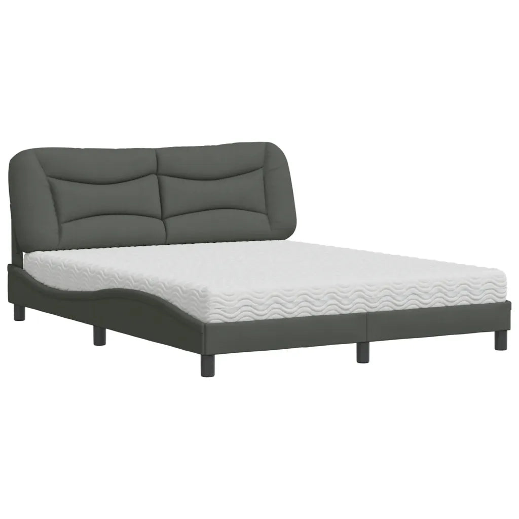 Letto con Materasso Grigio Scuro 160x200 cm Tessuto