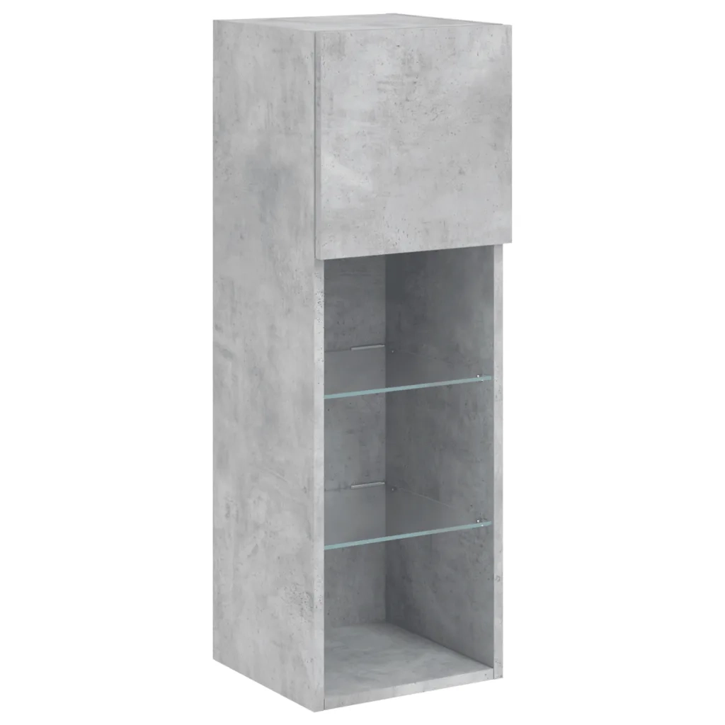 Mobili TV con Luci LED 2 pz-Credenza per TV Grigio Cemento 30,5x30x90 cm