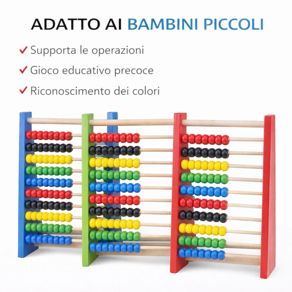 Pallottoliere Abaco per Bambini in Legno Gioco Educativo Palline Colorate, Colore Casuale 53566