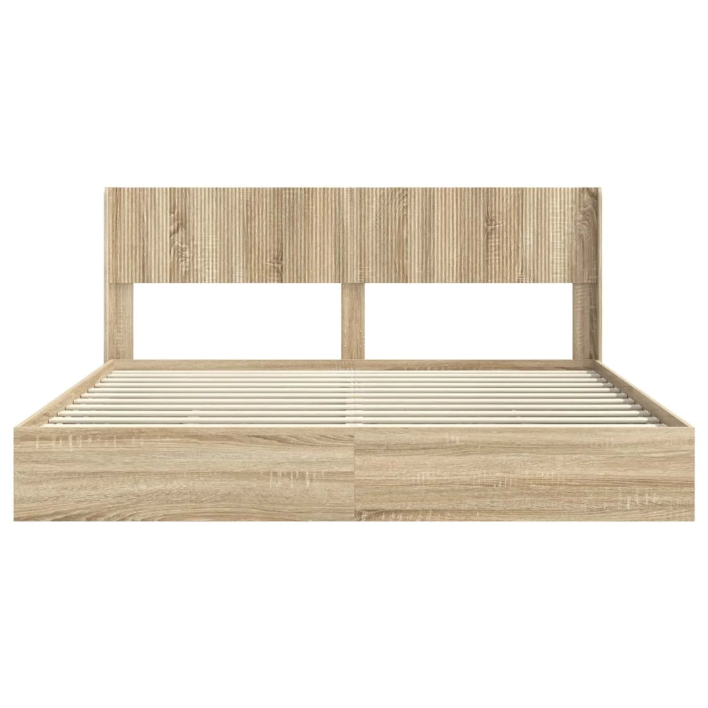 Struttura del letto con stoccaggio e testata Rovere Sonoma