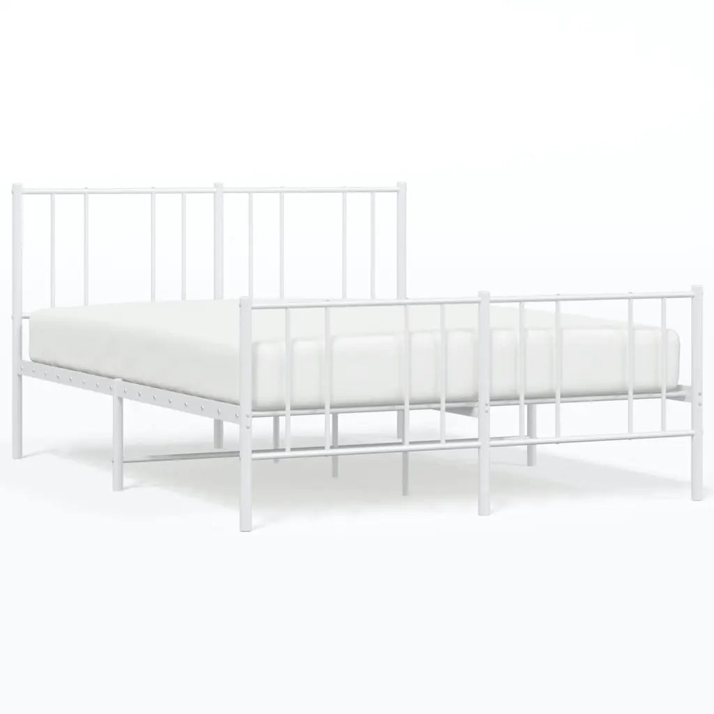 Giroletto con Testiera e Pediera Metallo Bianco 140x190 cm
