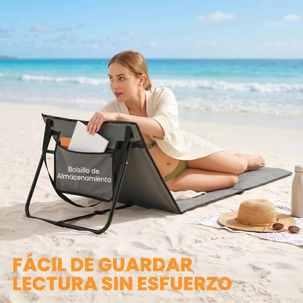 Set 2 Tappetini da Spiaggia Pieghevoli con Schienale Reclinabile ¨C Minimal ¨C Grigio 142x51x40 cm