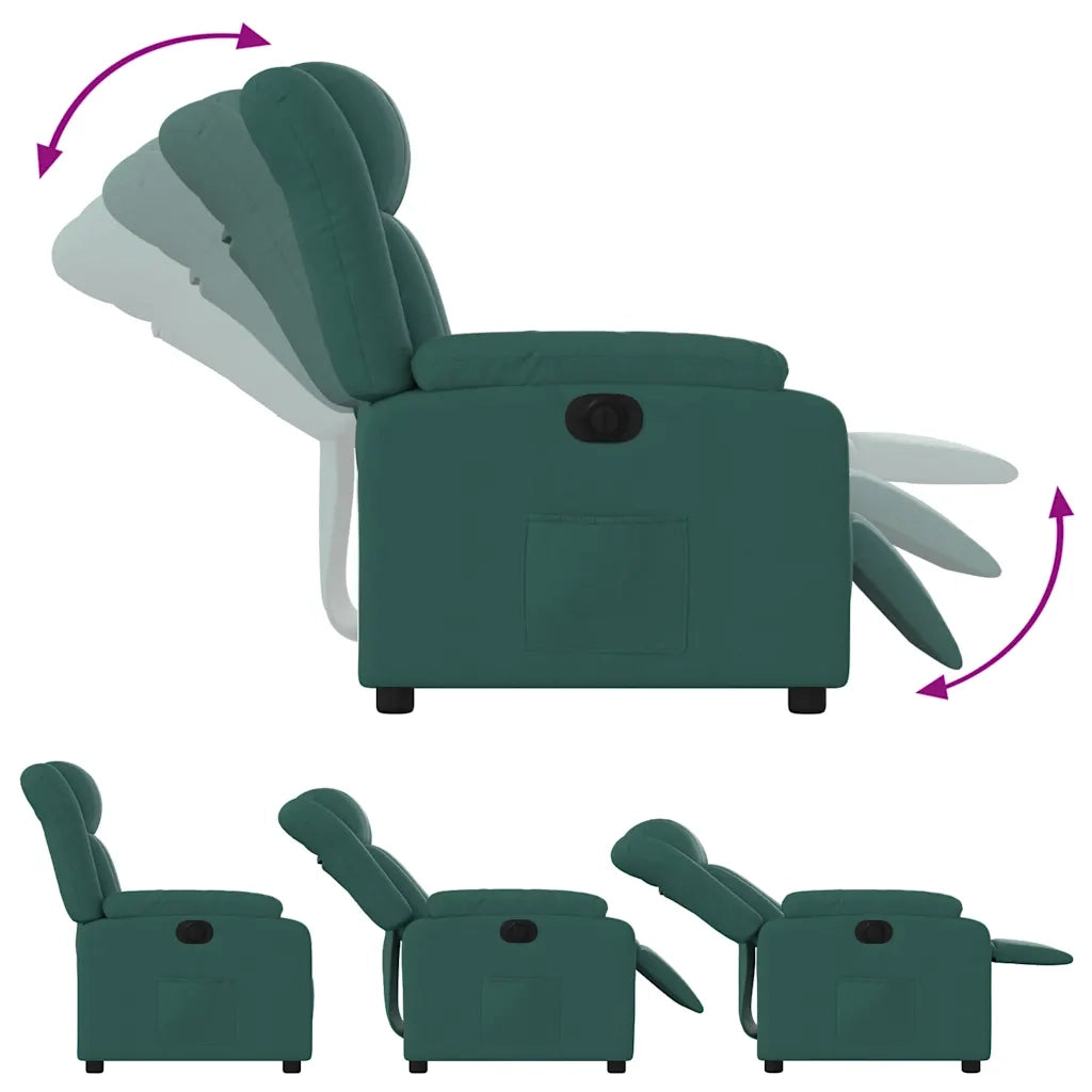Poltrona | Sedia Relax Elettrica Reclinabile Verde Scuro in Tessuto