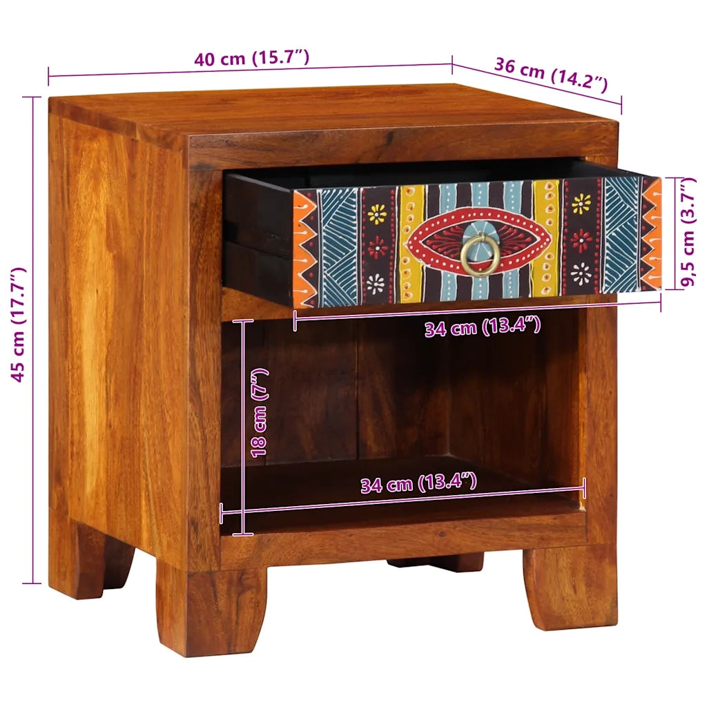 Comodini 2 pz-Set di 2 Tavolino da notte 40x35x45 cm in Legno Massello di Acacia