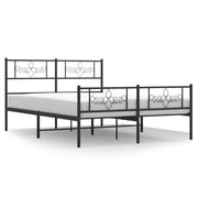 Letto matrimoniale | Letto per adulti | Giroletto senza Materaso con Pediera in Metallo Nero 160x200 cm