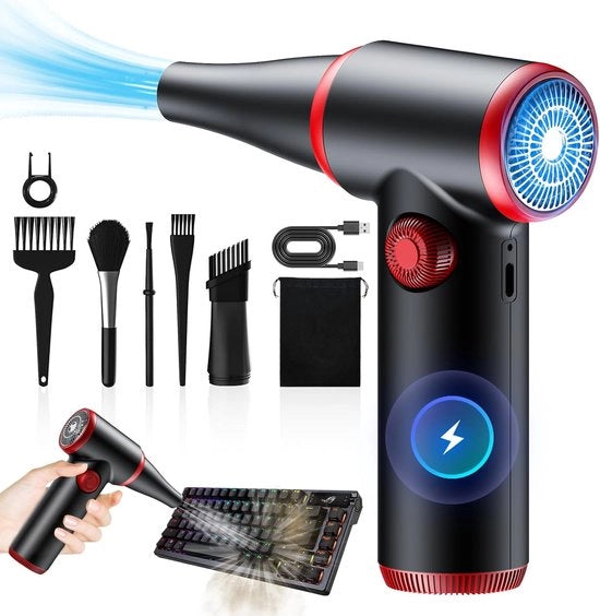 Distruttore di polvere - Distruttore di polvere potente - Flusso d'aria - Pulitore di polvere - Aria compressa - Pulizia precisa - Ricaricabile - Pistola d'aria - Distruttore di polvere a compressione 

Modello: 
Specifiche tecniche: