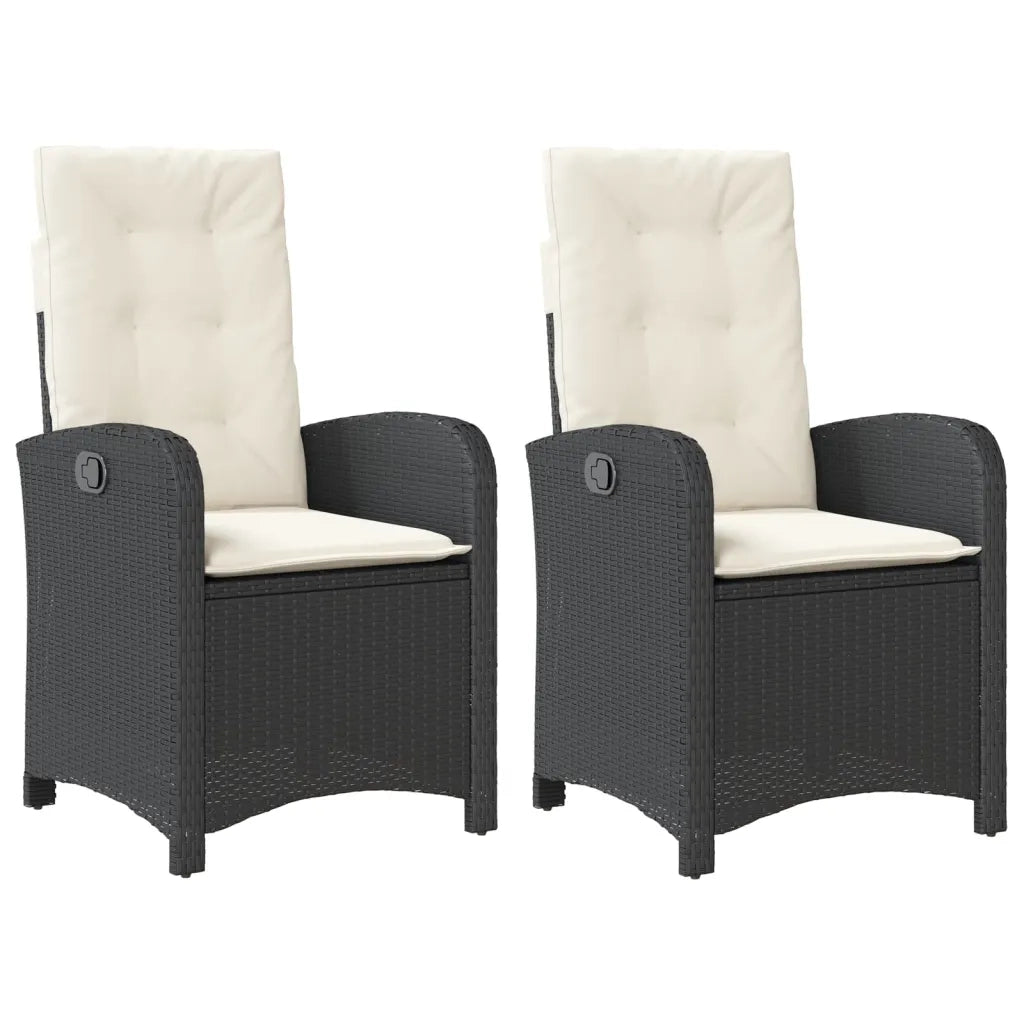Sedie Reclinabili da Giardino 2 pz con Cuscini Nero Polyrattan 365168