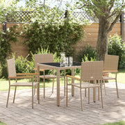 Set da Pranzo da Giardino 5 Pezzi Beige Polyrattan