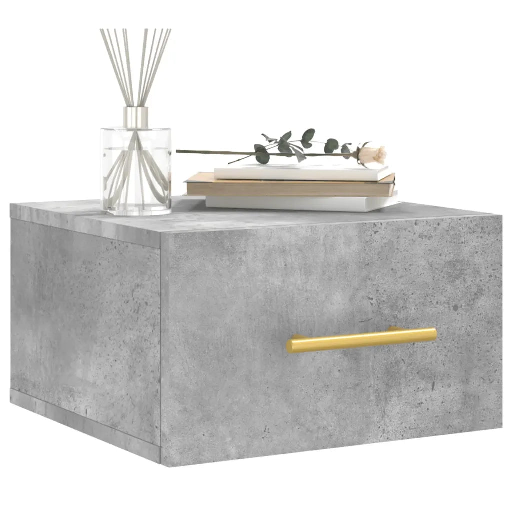Set di 2 Comodini | Armadio da Notte | Mobiletto da notte a Muro Grigio Cemento 35x35x20 cm