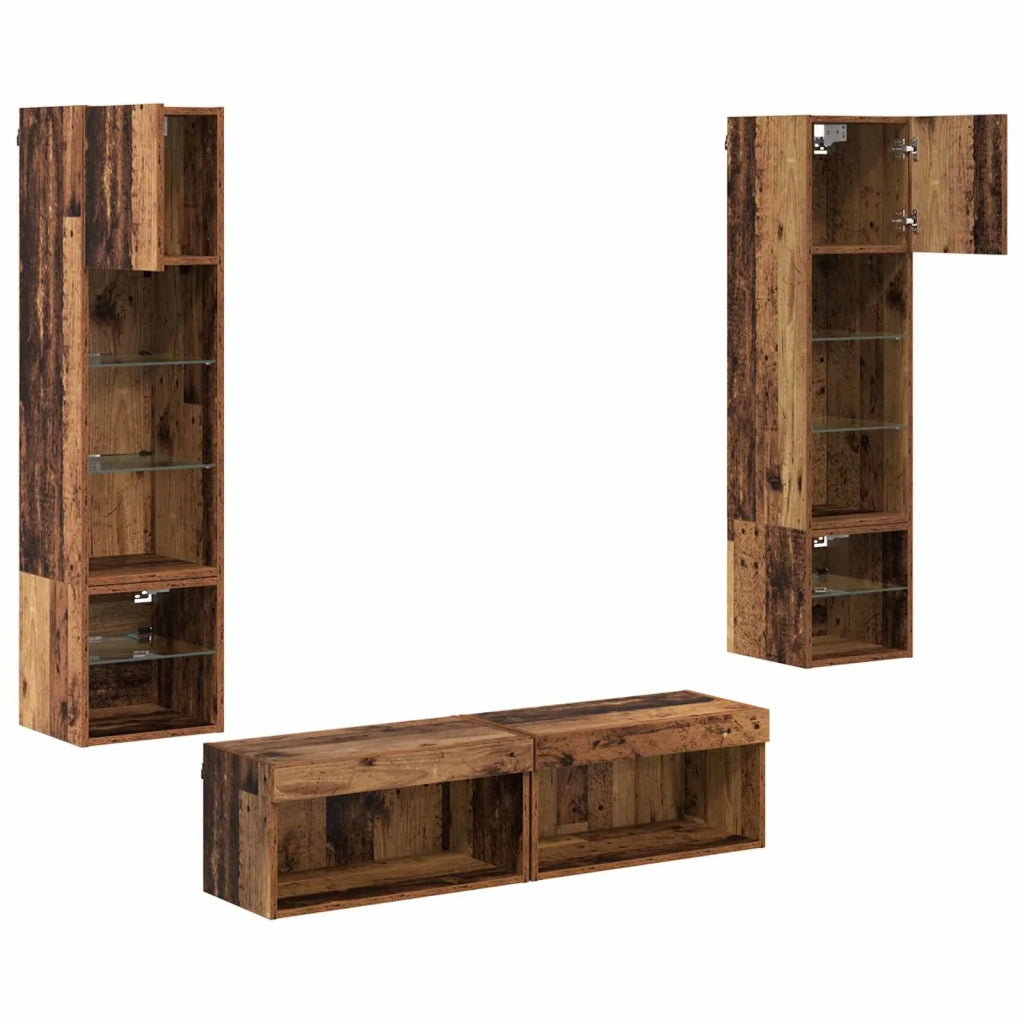 Unità TV da Parete 6 pcs Legno vecchio Legno multistrato 3402932