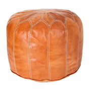 Pouf in pelle arancione 48x48x35h