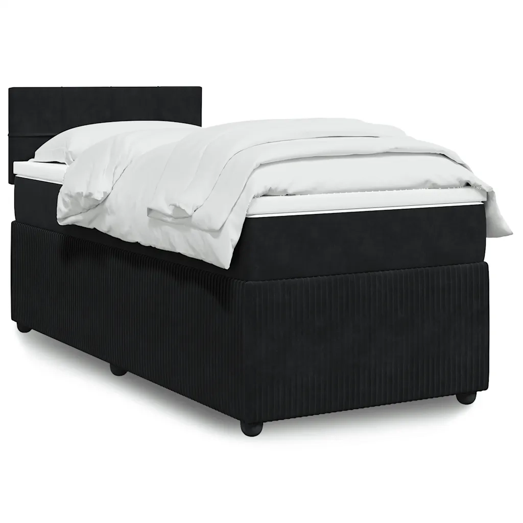 Giroletto a Molle con Materasso Nero 80x200 cm in Velluto 3287592