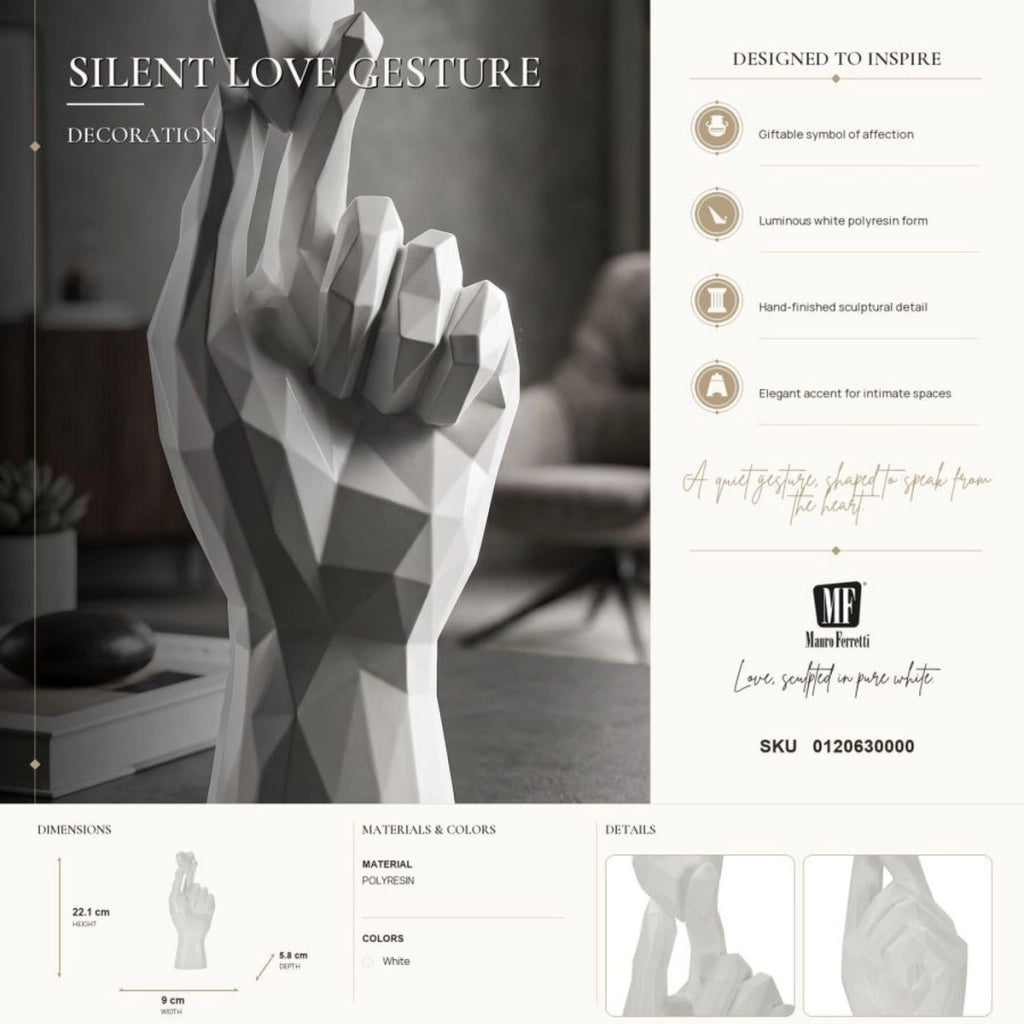 Scultura decorativa Mano in poliresina bianco puro