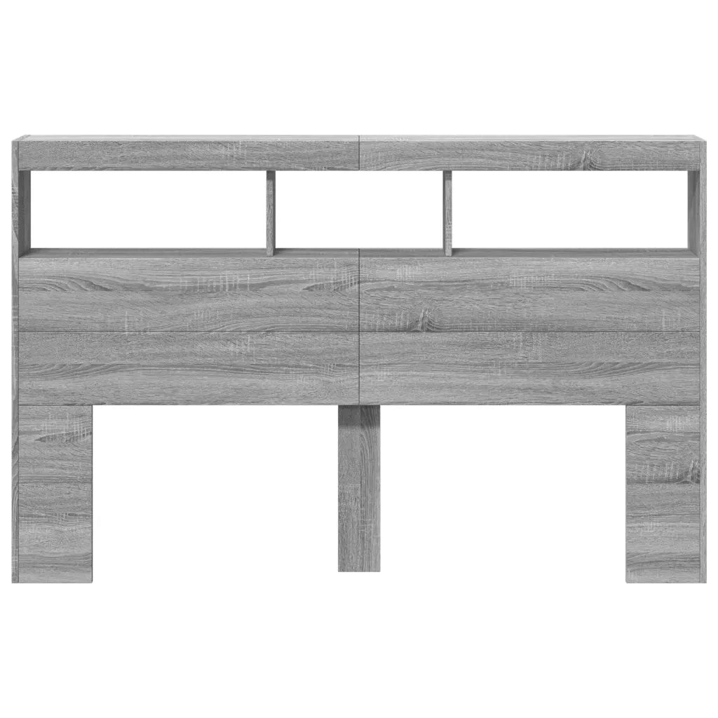 Testiera con Contenitore a LED Grigio Sonoma 160x17x102 cm