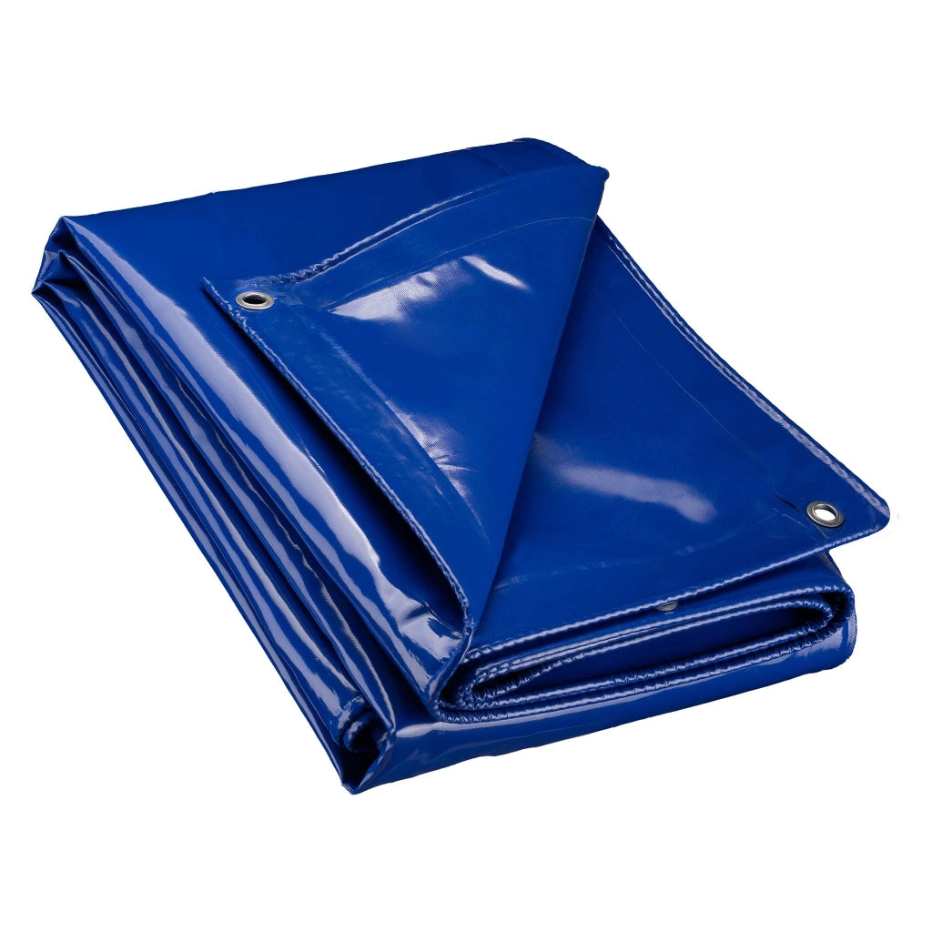 Telone occhiellato blu 4 x 8 m resistente alle intemperie e a raggi UV, impermeabile, robusto telo di protezione in poliestere 650 g/m² con rivestimento in PVC