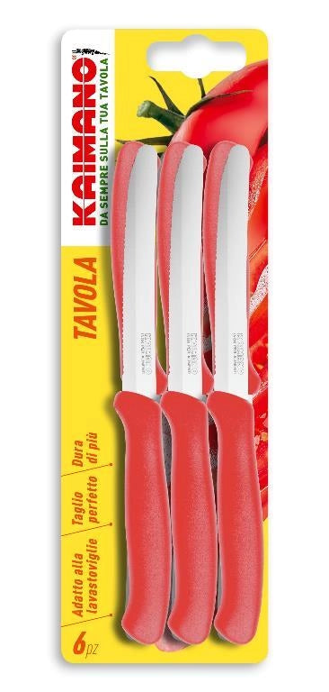 Set 6 Coltelli da Tavola italicus Lama Seghettata Rosso Fiskars Kaimano