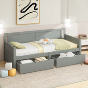 Letto a sedia singolo - Xylo - 90x200 cm - Grigio - Due scomparti di archiviazione