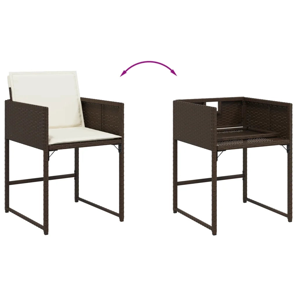 Set da Pranzo da Giardino 7pz | Set Salotto da Giardino con Cuscini in Polyrattan Marrone