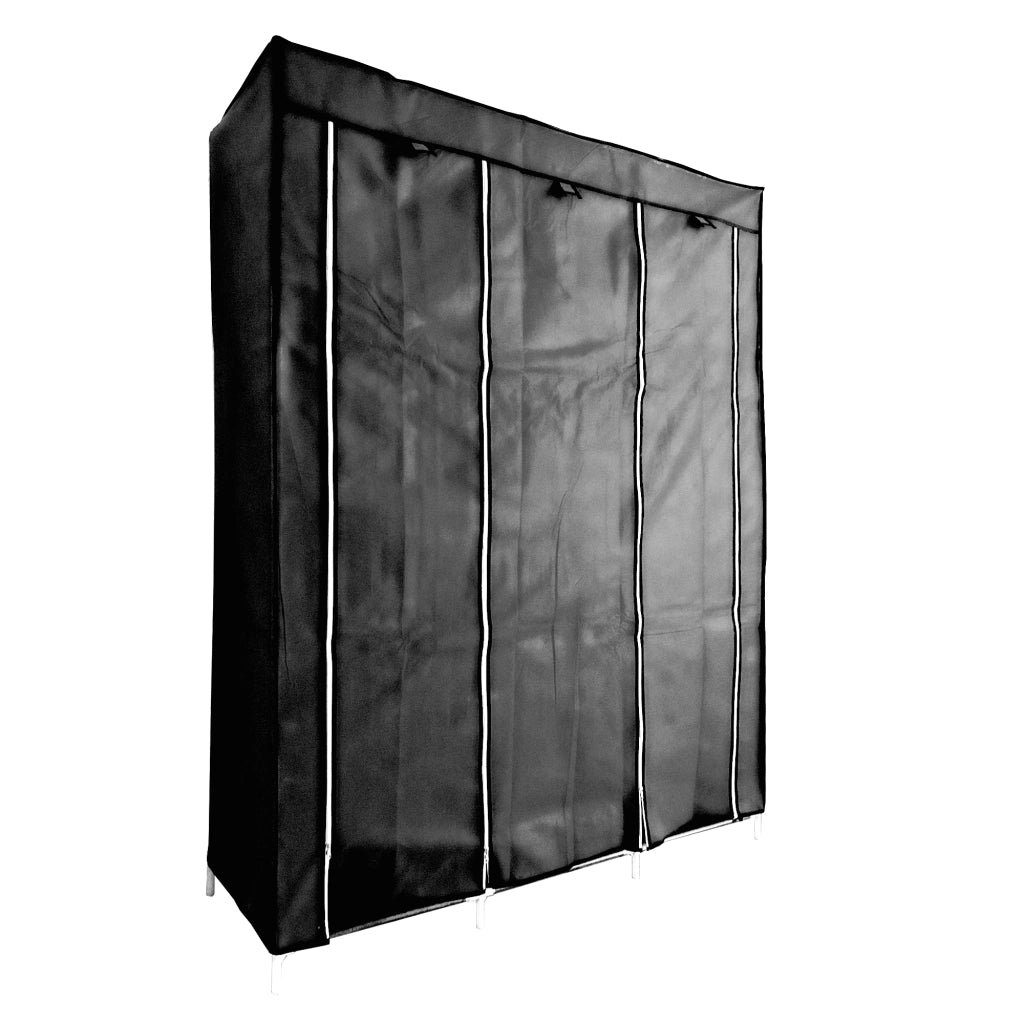 Armadio Spogliatoio In Tessuto Con Ante Con Cerniera Nyana Home Misure 170x130x45cm Colore Nero