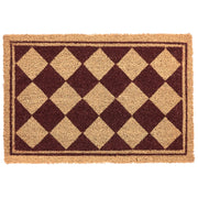 Zerbino in fibra di cocco beige e marrone con fondo antiscivolo, 40 x 60 cm. Zerbino decorativo antiscivolo con motivo a rombi