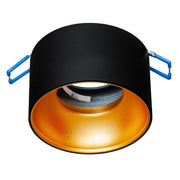 Trade Shop - Portafaretto Tondo Nero Oro Incasso 70 Mm Luce Soffitto Lampade Led Gu10 Gu5.3 -