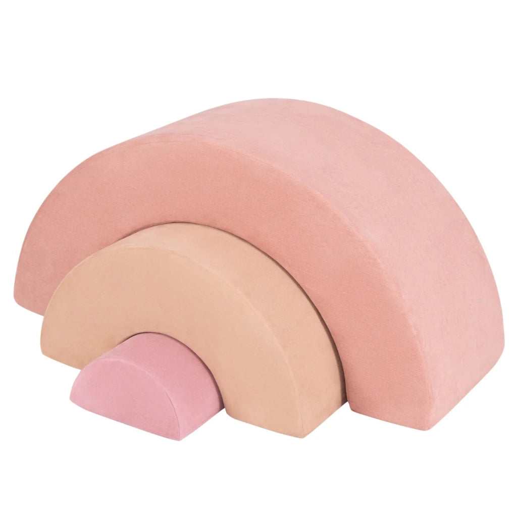 Set di 3 blocchi di schiuma per tunnel per gattonare 112 x 41 x 49 cm morbidi e confortevoli facili da pulire tessuto scamosciato rosa 20_0009910